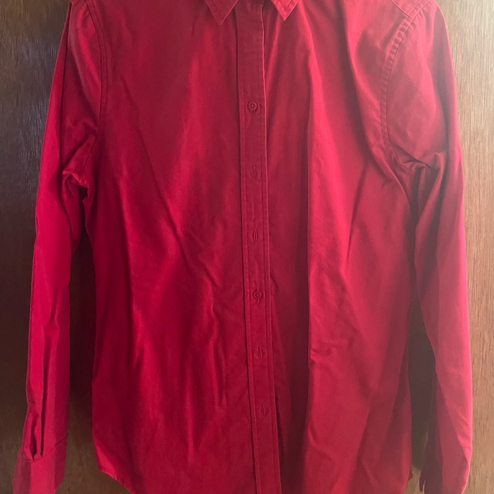 Red Button Down unisex shirt size small